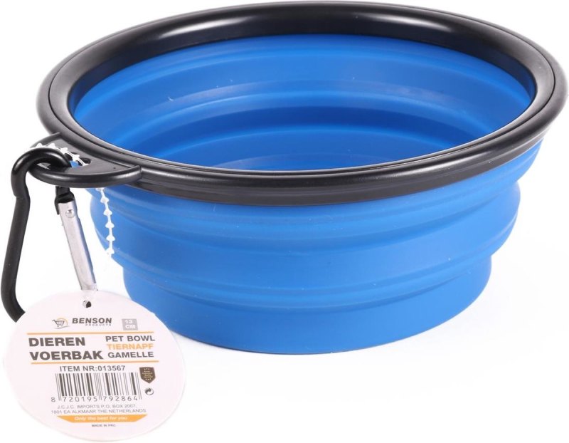 Benson honden of kattenvoerbak opvouwbaar 13 cm blauw